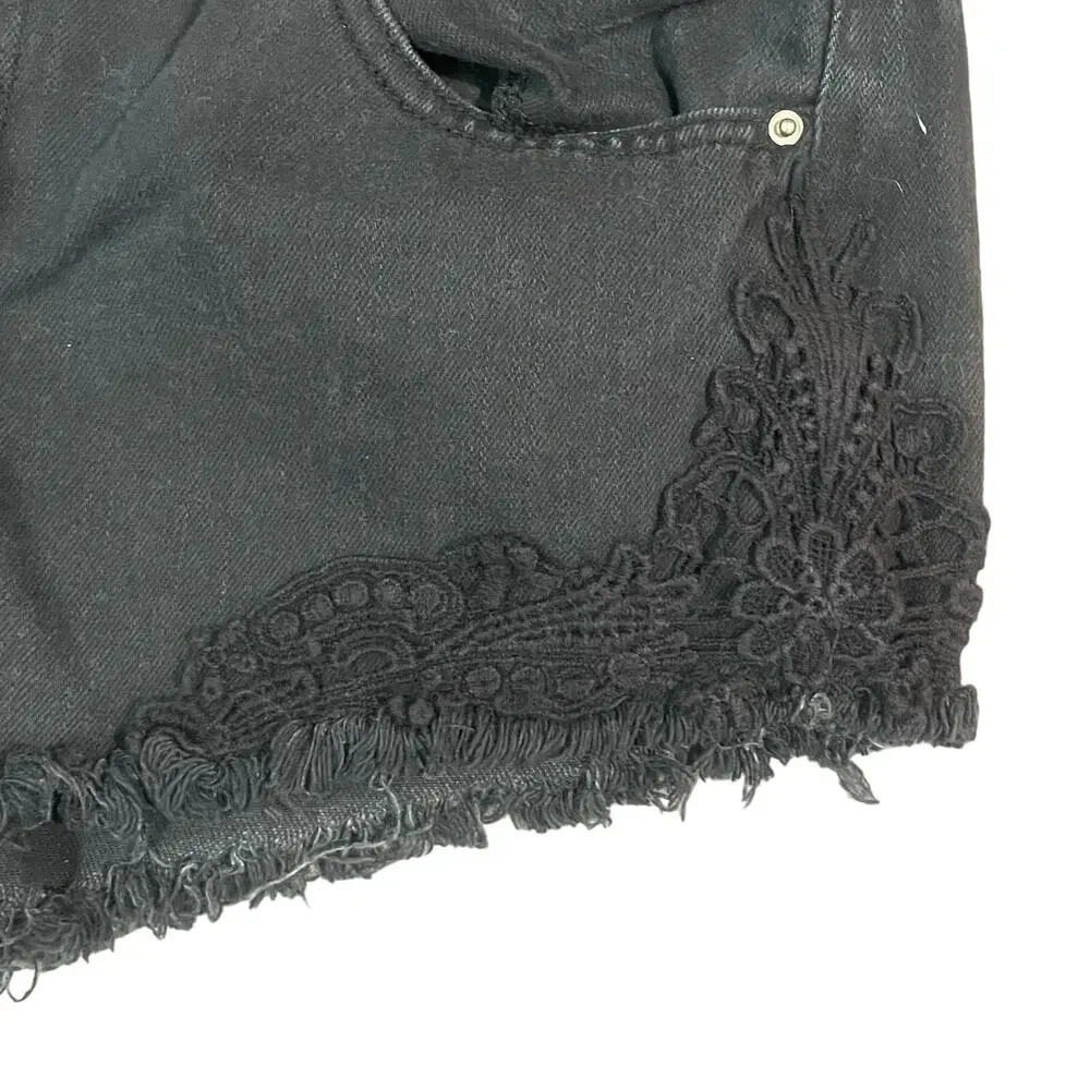 Forever 21 Black‎ Denim Decorative Cutoff Shorts Womens Size 30 Distressed